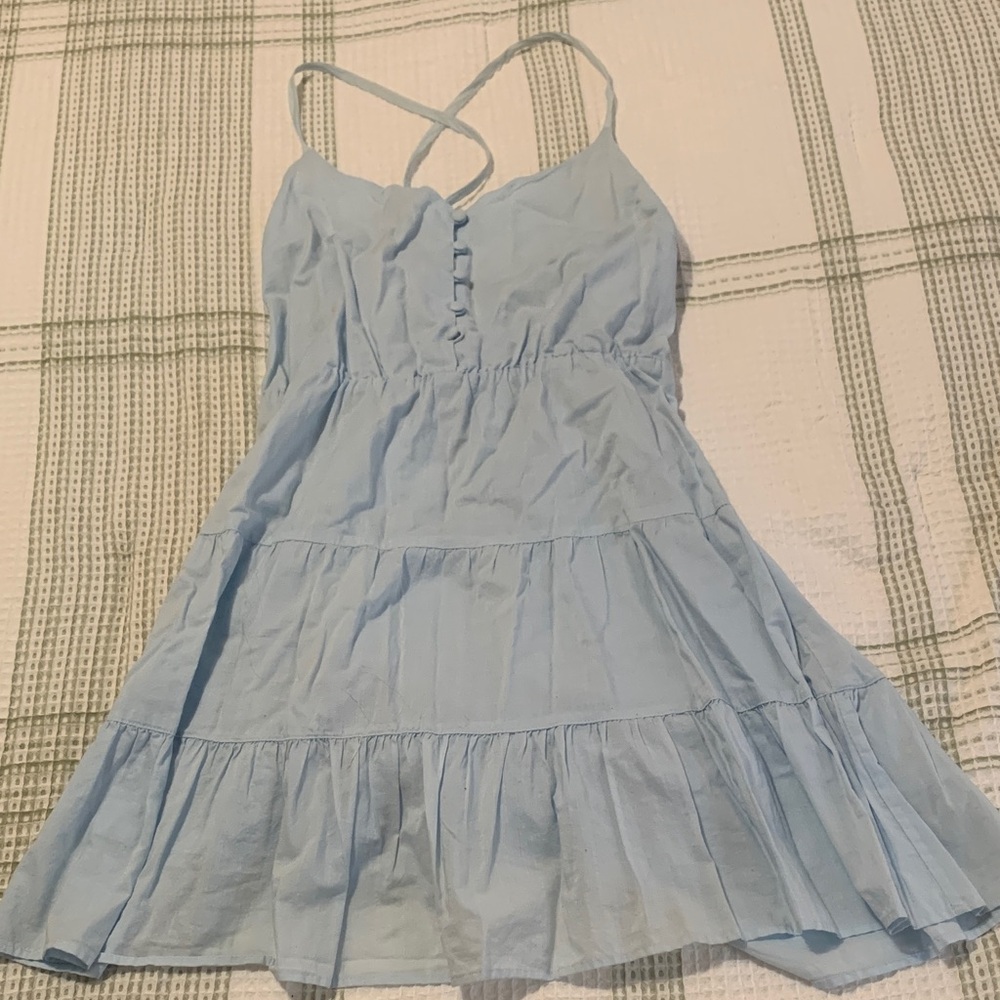 100% CottonLight Blue Casual Dress